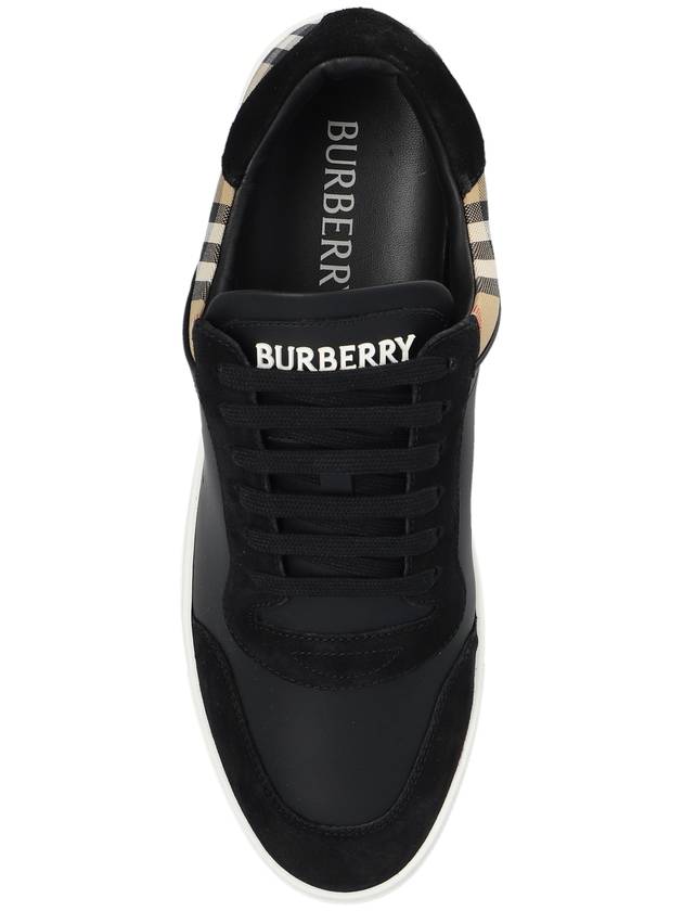 Checked Leather Suede Low Top Sneakers Black - BURBERRY - BALAAN 7