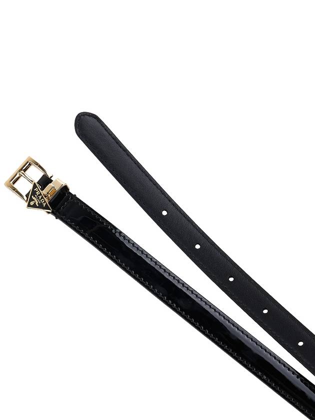 Triangle Logo Buckle Leather Belt Black - PRADA - BALAAN 9