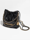 Mini Handbag Shiny Calfskin Gold Black - CHANEL - BALAAN.