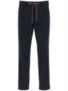 Men's Drawstring Gabardine Straight Pants Night Blue - MONCLER - BALAAN.