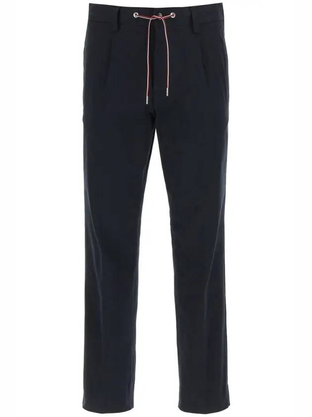 Men's Drawstring Gabardine Straight Pants Night Blue - MONCLER - BALAAN.