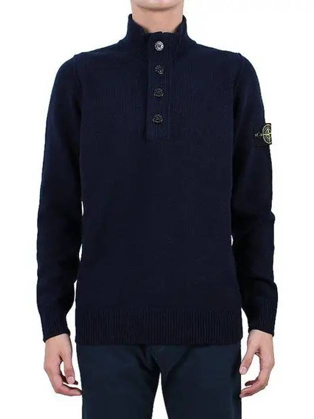 Wappen Patch Button Knit Top Navy - STONE ISLAND - BALAAN 2