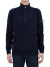 Wappen Patch Button Knit Top Navy - STONE ISLAND - BALAAN 2