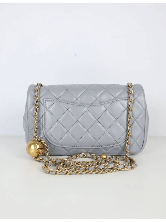 Gray Lambskin Gold Ball Chain Mini Flap Bag AS1787 - CHANEL - BALAAN 3