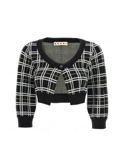 Check Pattern Crop Cardigan Black - MARNI - BALAAN 2