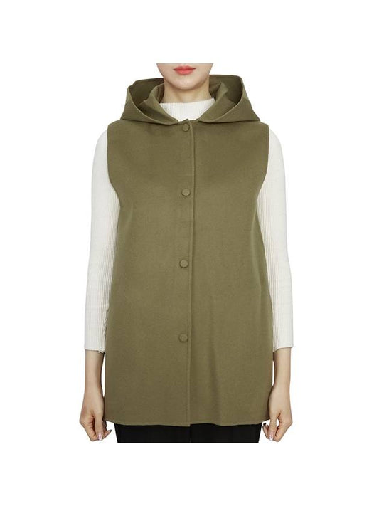 Women's Wool Cashmere Hooded Vest Green - THEORY - BALAAN 2