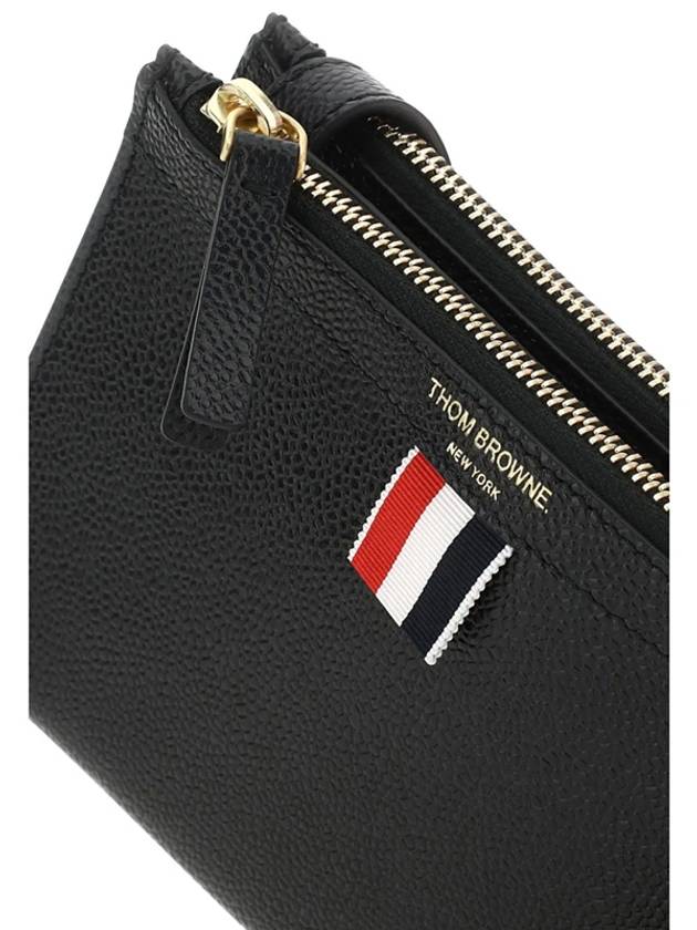 Document Holder Pebble Grain Leather Mini Cross Bag Black - THOM BROWNE - BALAAN 5