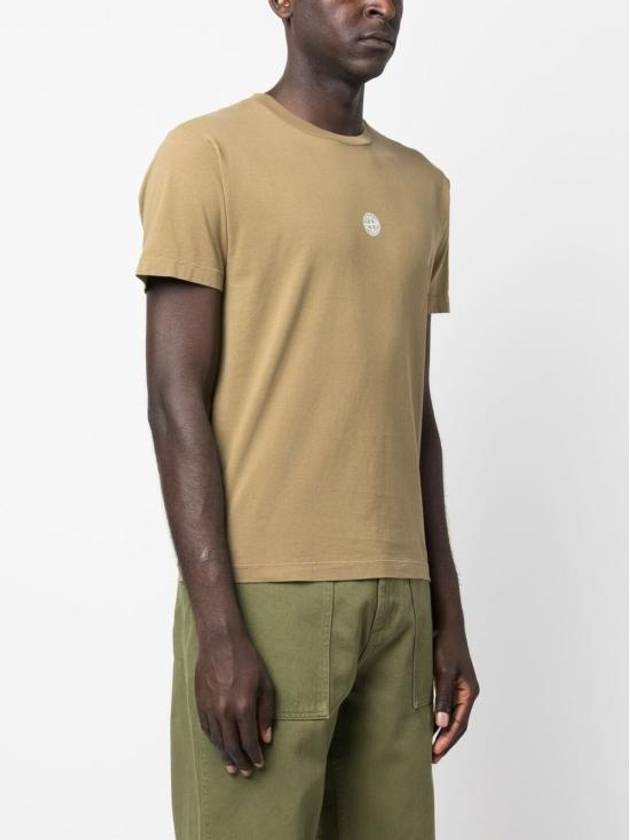 Garment Dyed Lettering One Print Cotton Jersey Short Sleeve T-Shirt Dark Beige - STONE ISLAND - BALAAN 5