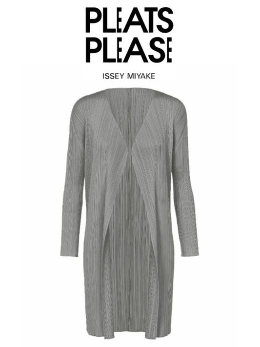 Pleated please basic midi cardigan gray JA108 - ISSEY MIYAKE - BALAAN 1