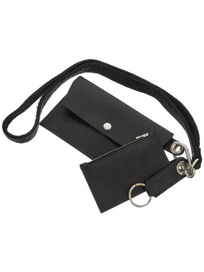 black kangaroo leather card and phone holder with shoulder strap - GUIDI - BALAAN 2