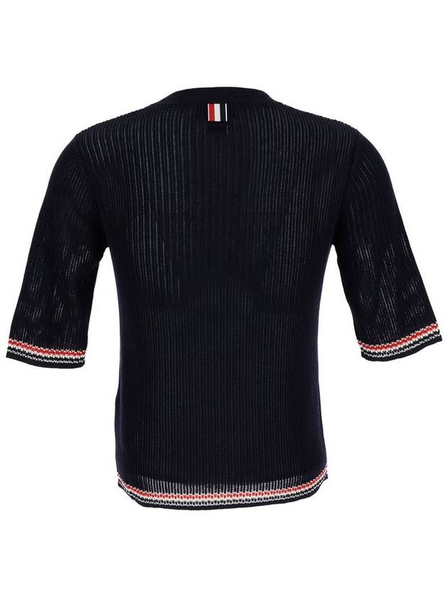 RWB trimmed pointel knit top FKA458AY3037 - THOM BROWNE - BALAAN 3