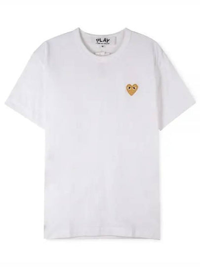 Small Gold Heart Wappen Short Sleeve T-Shirt White P1 T216 4 - COMME DES GARCONS - BALAAN 2