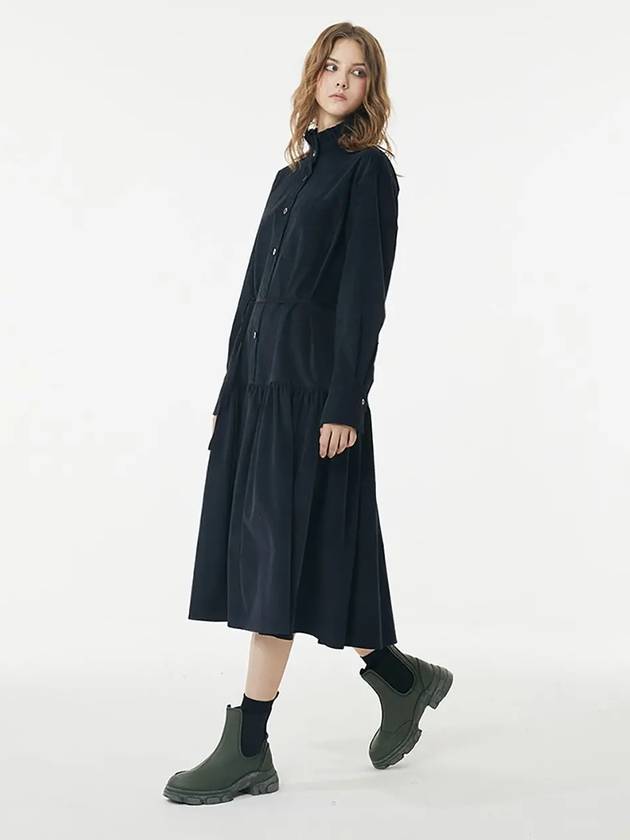 corduroy belted long dress navy - VOYONN - BALAAN 7