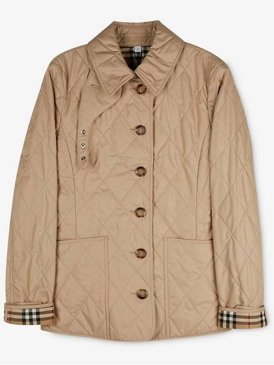 Diamond Quilted Thermoregulated Jacket New Chino Beige - BURBERRY - BALAAN 2