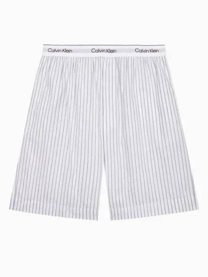 Cotton Poplin Sleep Shorts Striped White - CALVIN KLEIN - BALAAN 2