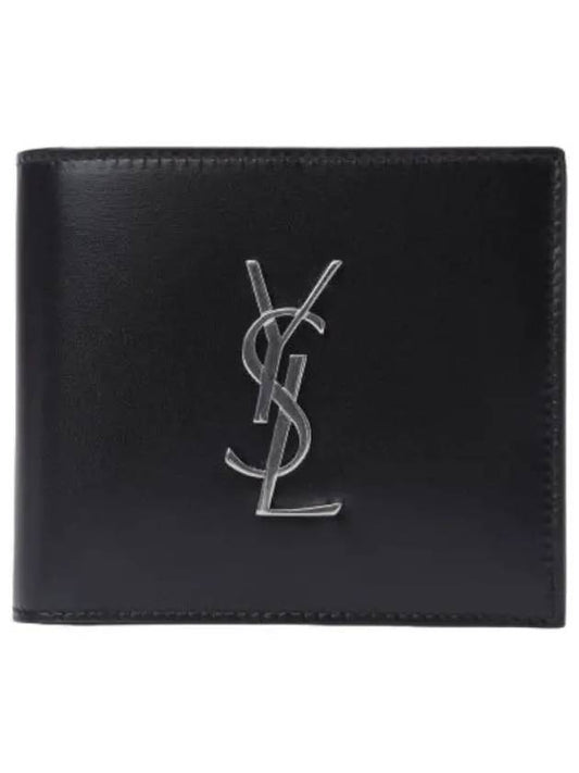 East West Monogram Coin Pocket Half Wallet Black - SAINT LAURENT - BALAAN 1