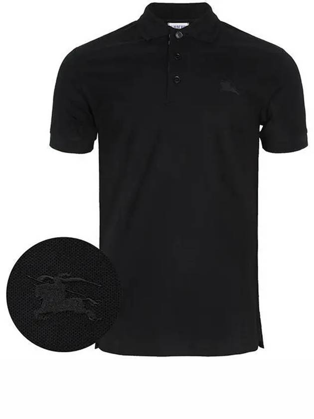 Cotton Polo Shirt Black - BURBERRY - BALAAN 2