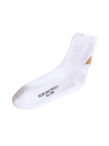 Gold Glitter Star Logo Print Socks White - GOLDEN GOOSE - BALAAN 1