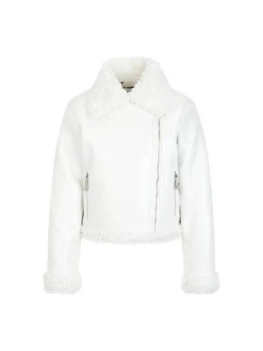 Women's Skull and Bone Shearling Jacket White - PHILIPP PLEIN - BALAAN 1