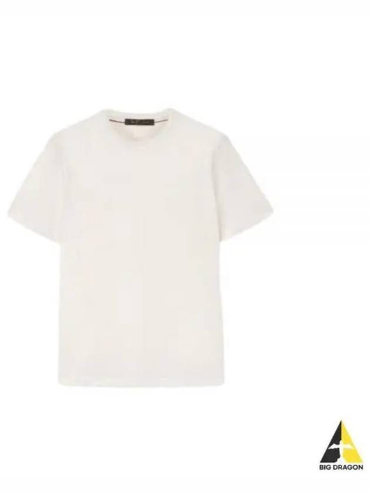 Crew Neck Linen Short Sleeve T-shirt White - LORO PIANA - BALAAN 2