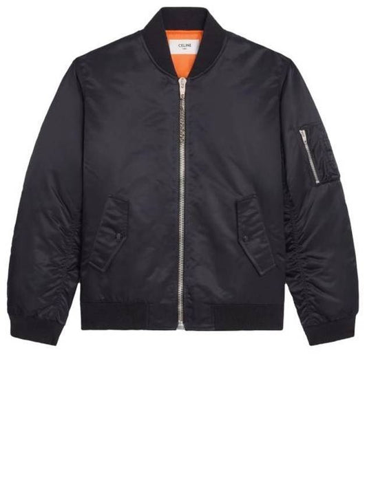 Nylon Twill Logo Bomber Jacket Black - CELINE - BALAAN 1