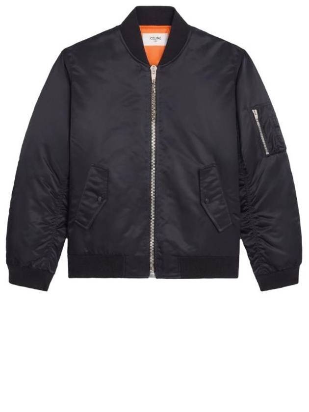 Nylon Twill Logo Bomber Jacket Black - CELINE - BALAAN 1