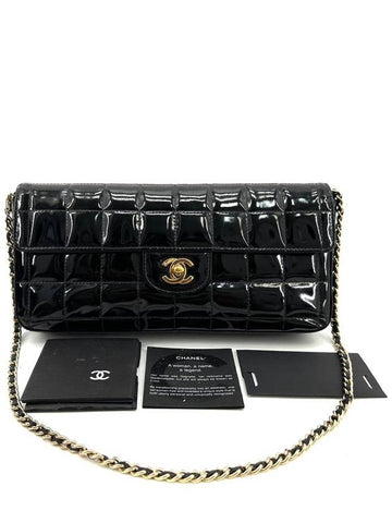 Patent chocolate bar shoulder bag gold - CHANEL - BALAAN 1