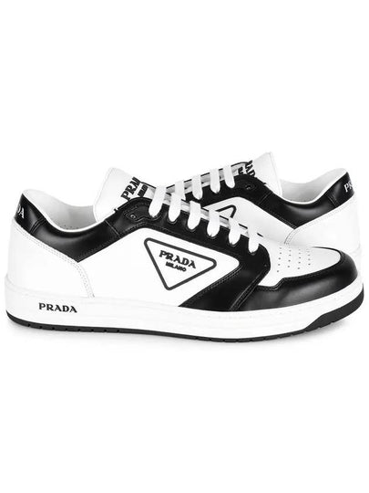 District Triangle Logo Leather Low Top Sneakers White Black - PRADA - BALAAN 2