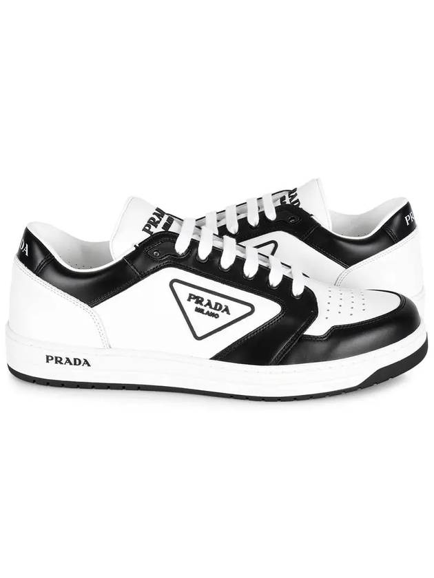 District Triangle Logo Leather Low Top Sneakers White Black - PRADA - BALAAN 3