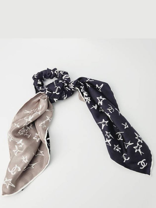 Star Scarf Hair Chouchou Twilly Hair Band Detachable Black Beige AA8040 - CHANEL - BALAAN 1