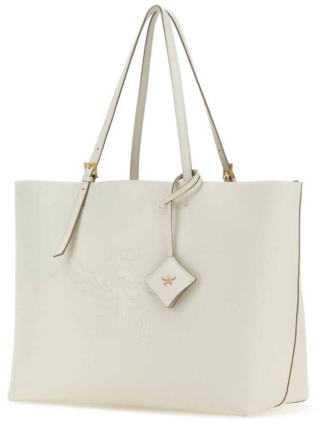 Himmel Embossed Logo Leather Tote Bag White - MCM - BALAAN 3