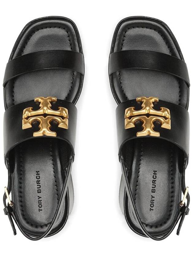 Gold Logo Eleanor Sandal Heels Black - TORY BURCH - BALAAN 4