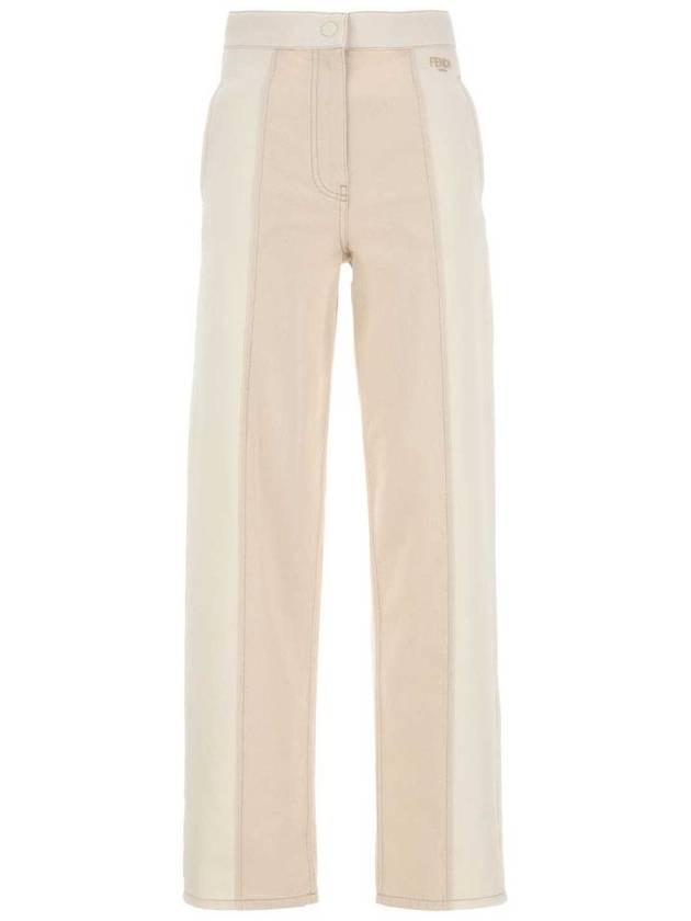 Two Tone Long Jeans White - FENDI - BALAAN 2