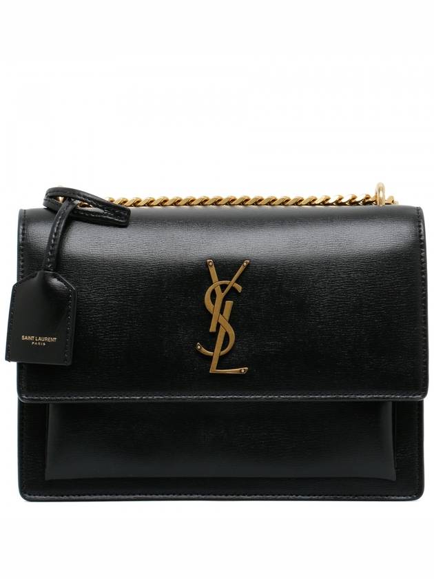 Monogram Sunset Medium Smooth Leather Cross Bag Black - SAINT LAURENT - BALAAN 2