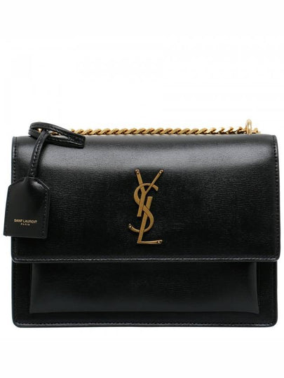 Monogram Sunset Medium Smooth Leather Cross Bag Black - SAINT LAURENT - BALAAN 2