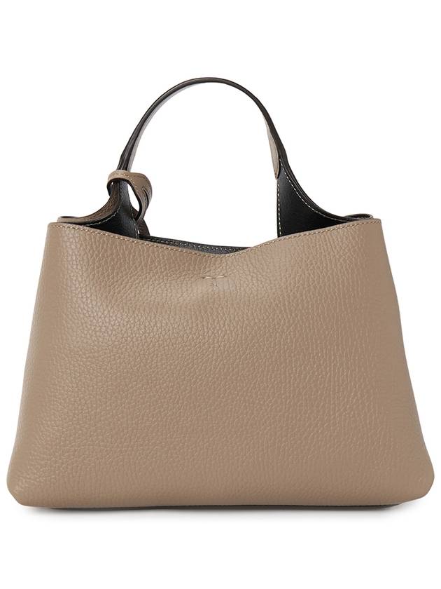 Logo Charm Leather Micro Tote Bag Grey - TOD'S - BALAAN 4