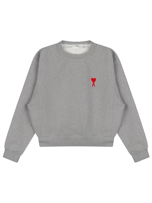 Cotton Heart Logo Sweatshirt Heather Grey - AMI - BALAAN 2