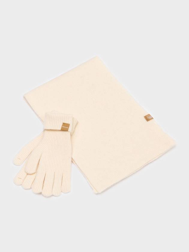 Knit gloves muffler set ivory - RECLOW - BALAAN 1