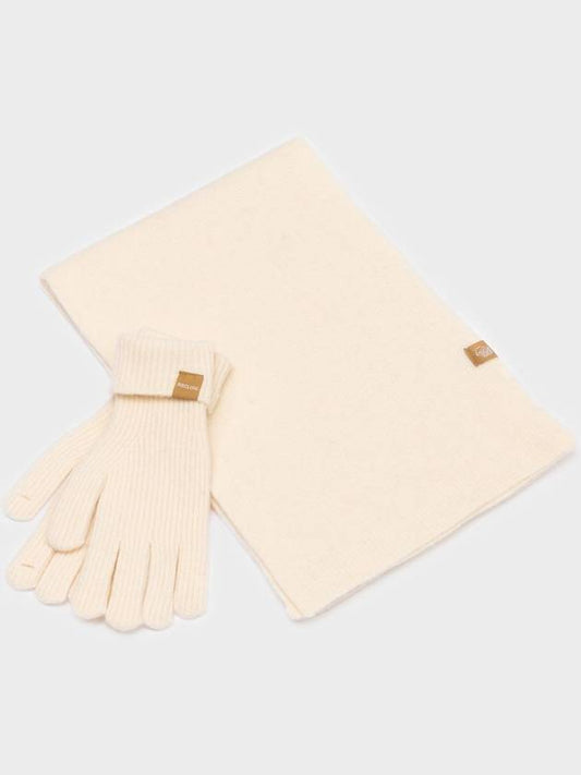 Knit gloves muffler set ivory - RECLOW - BALAAN 1