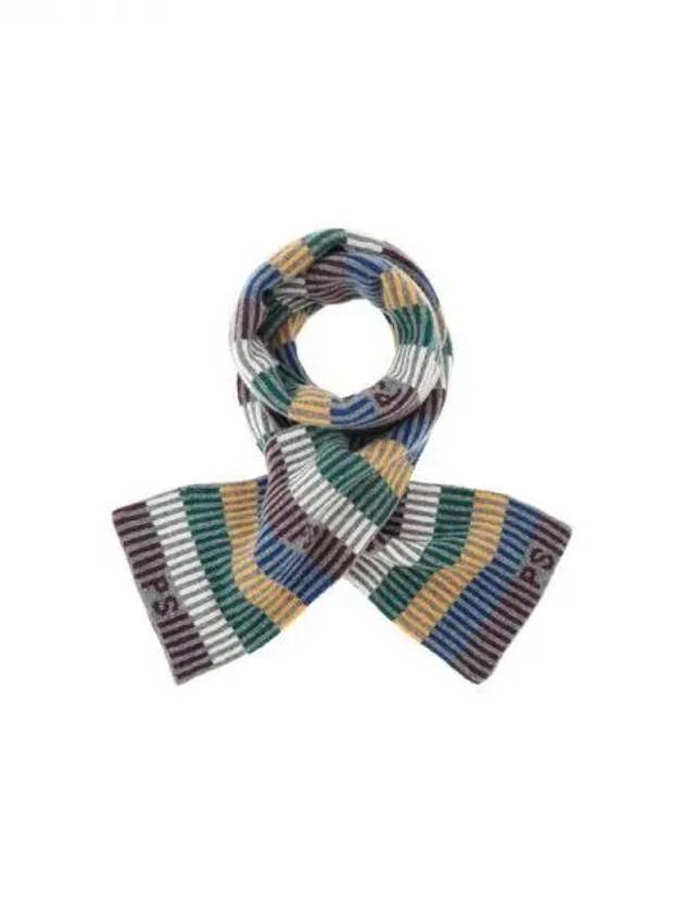 PS color combination striped wool scarf melange gray 271030 - PAUL SMITH - BALAAN 1