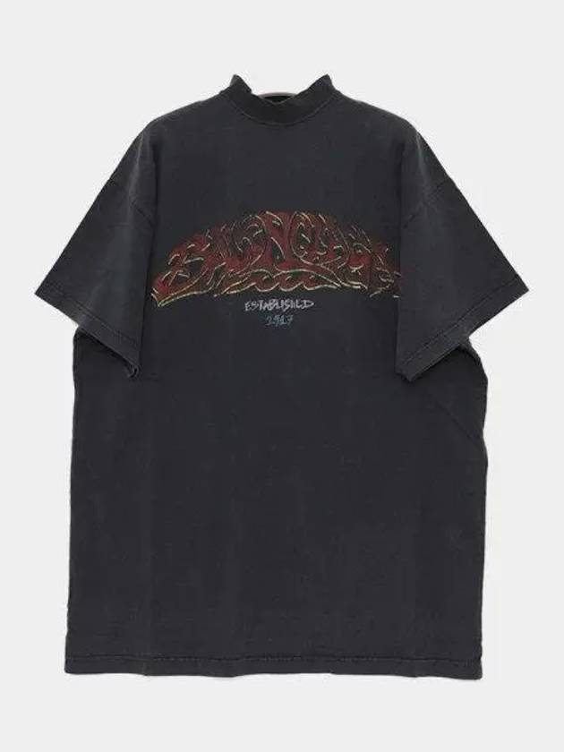 Offshore Oversized Short Sleeve T-Shirt Black Faded - BALENCIAGA - BALAAN 2