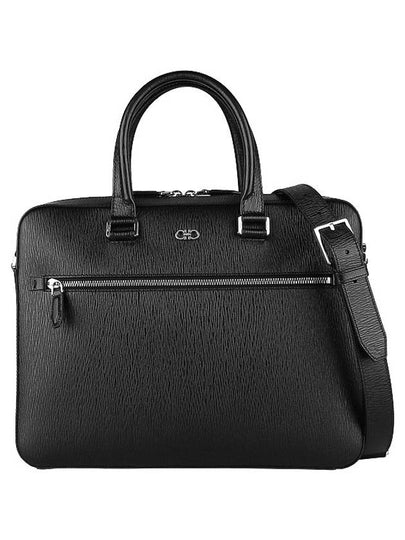 Gancini Business Leather Briefcase Black - SALVATORE FERRAGAMO - BALAAN 2