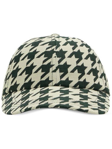 Houndstooth Pattern Cotton Ball Cap Green - BURBERRY - BALAAN 1