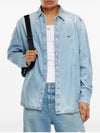 Embroidered Logo Denim Long Sleeve Shirt Light Blue - DIESEL - BALAAN 6