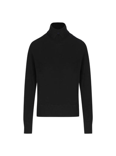 Rollneck Wool Knit Top Black - BURBERRY - BALAAN 1