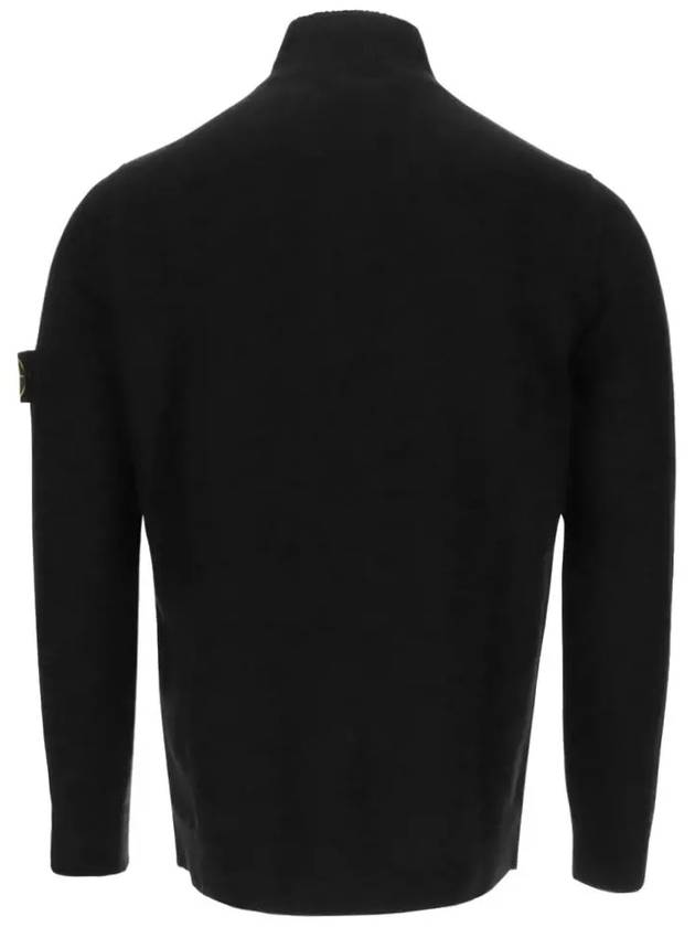 High Neck Half Button Lambswool Knit Top Black - STONE ISLAND - BALAAN 3