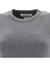 Milano Stitch Crewneck 4-Bar Cotton Crepe Knit Top Grey - THOM BROWNE - BALAAN 5