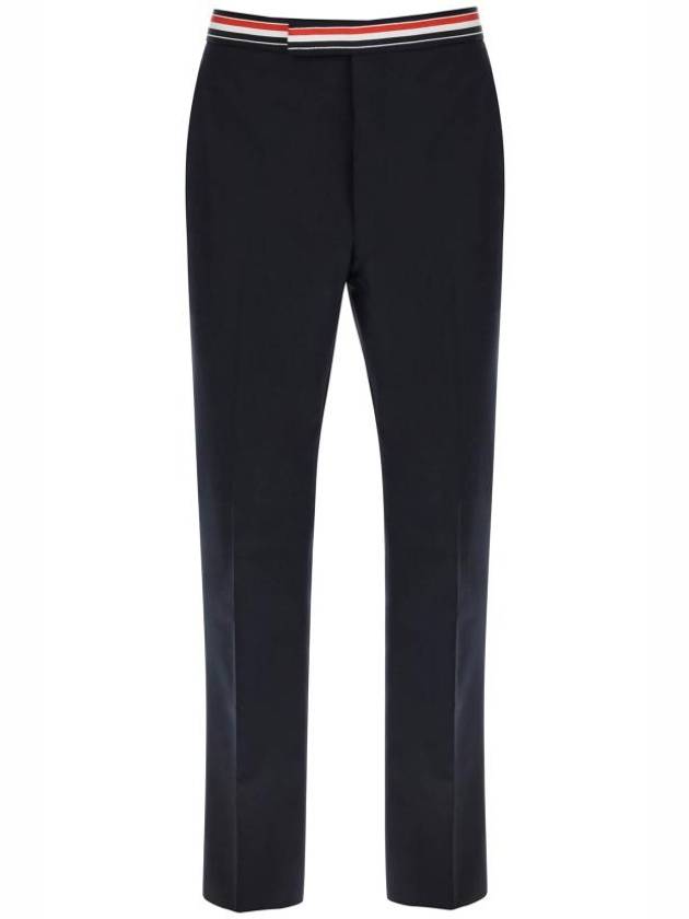 Low Rise Backstrap Super 120 Twill Straight Pants Navy - THOM BROWNE - BALAAN 2