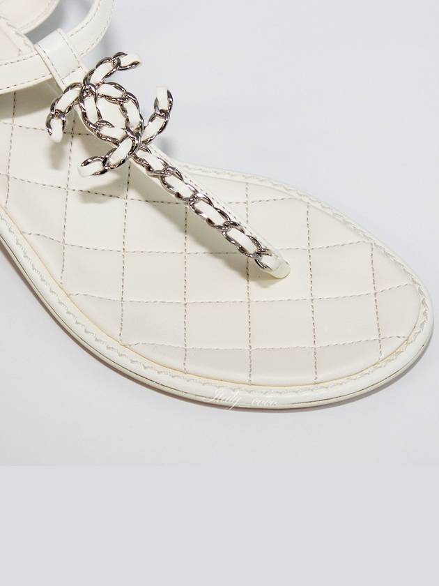 CC Logo Classic Chain Strap Thongs Lambskin Sandals Ivory - CHANEL - BALAAN 7