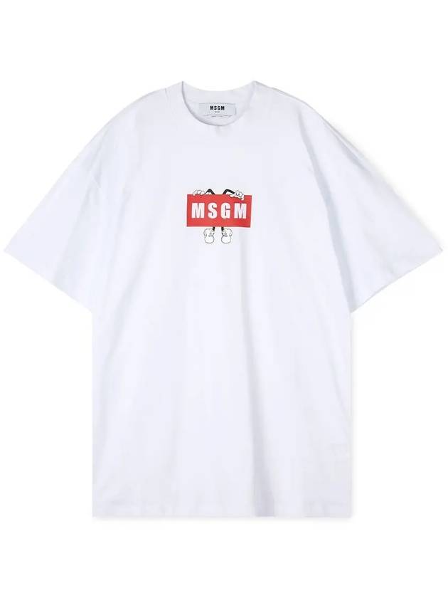 Cartoon Logo Print Short Sleeve T-Shirt White - MSGM - BALAAN 4